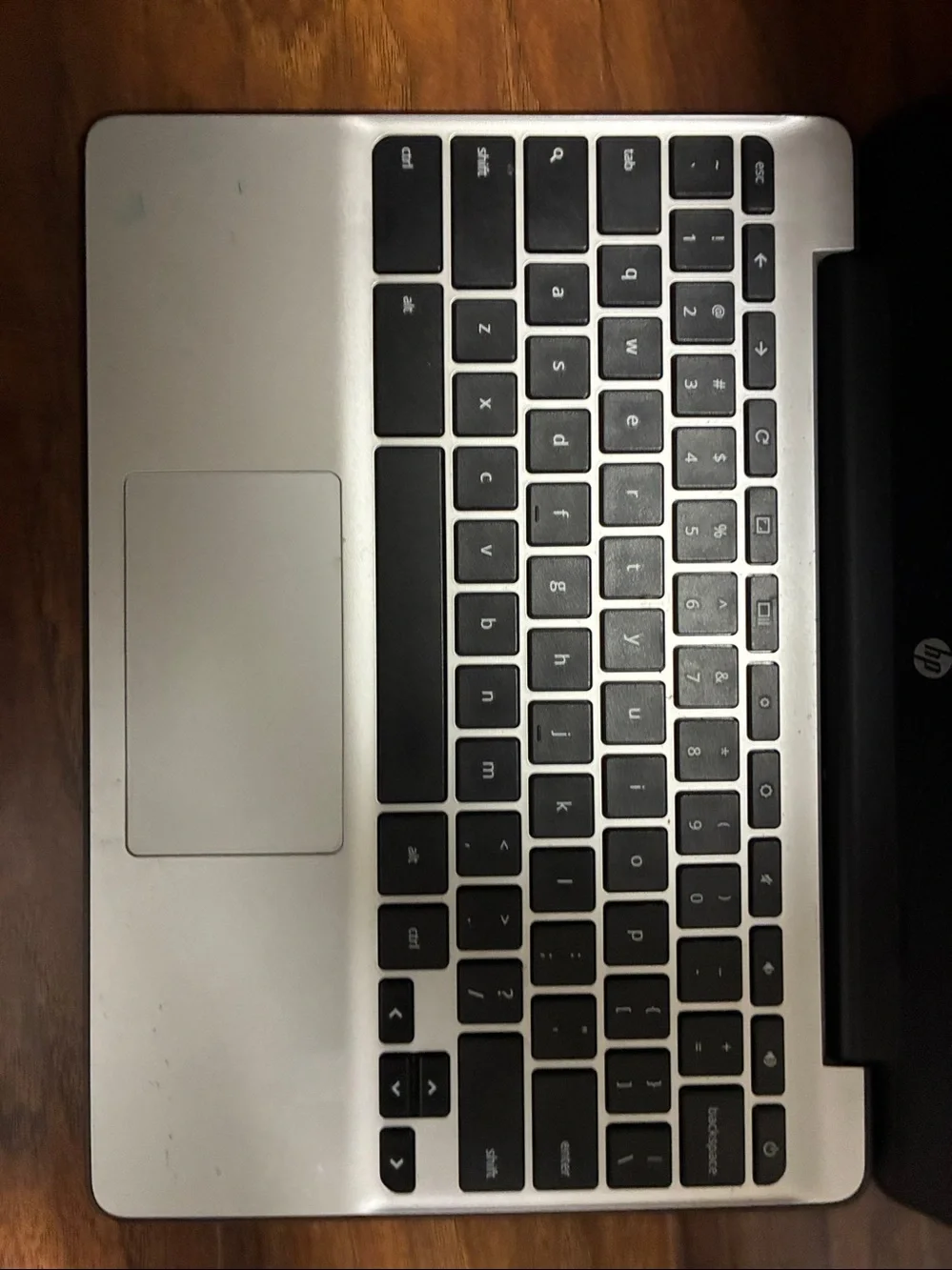 HP Black Chromebook with Silver HP Logo